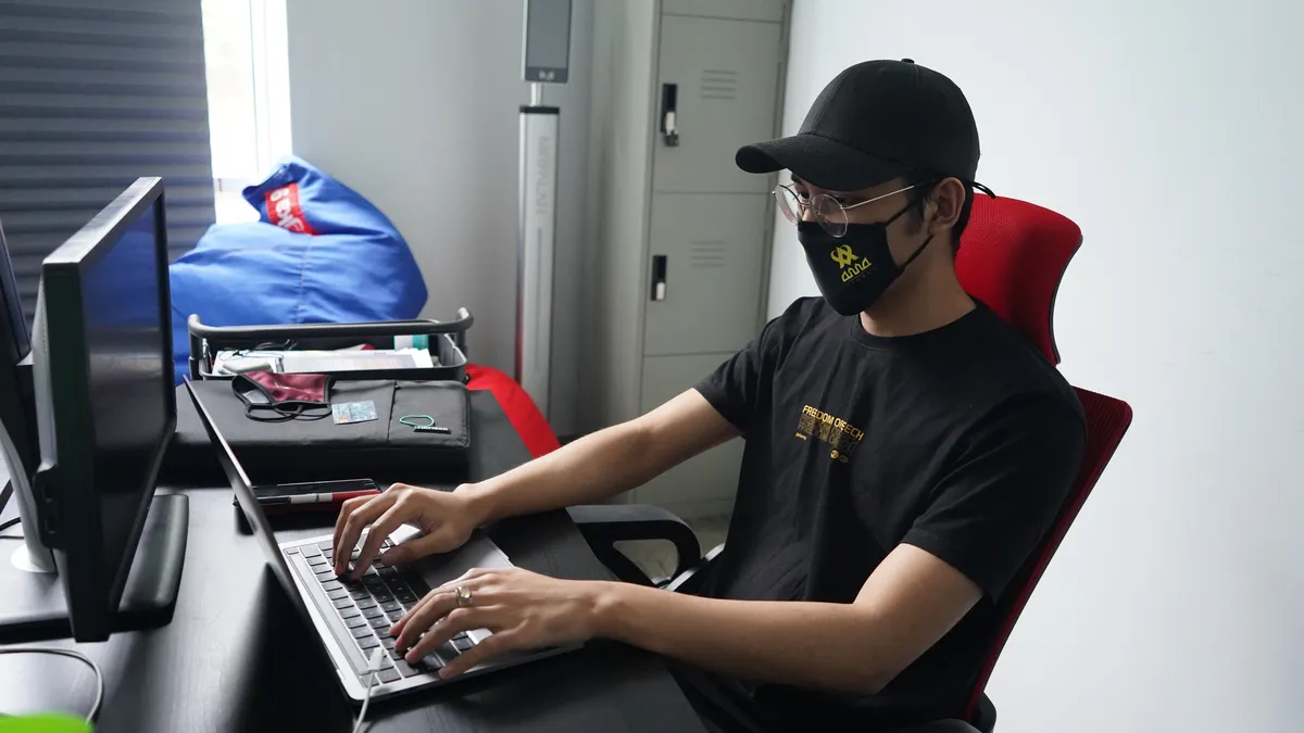 A developer working at a desk